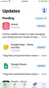 Updates app iphone
